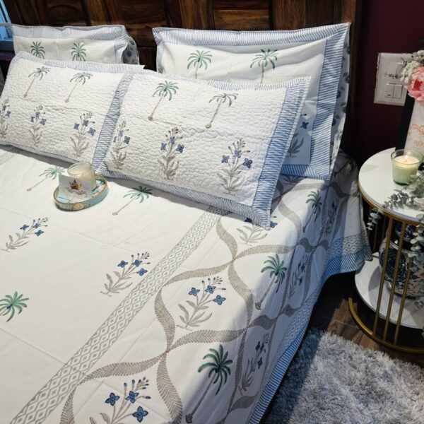 Blue Grey Palm Jaal (Half and Half)